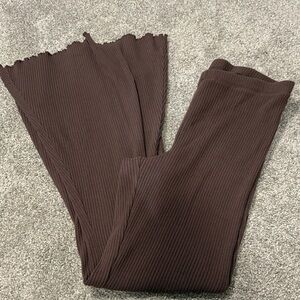 Aerie Brown Ribbed flare Leggings